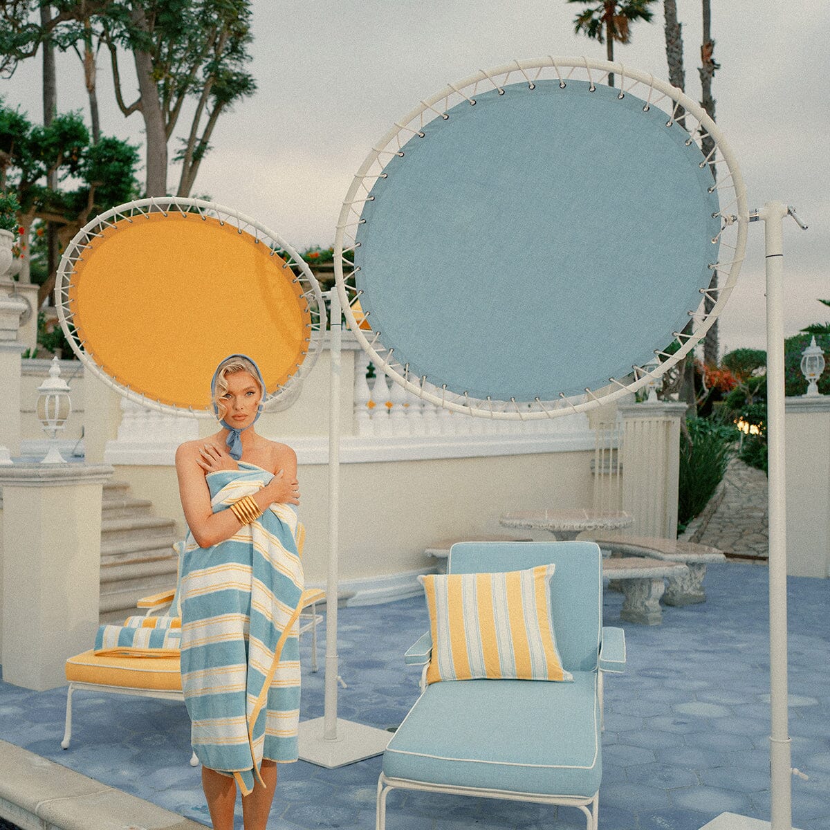 The Waterhouse Sun Lounger in Powder Blue | Antique White Frame Waterhouse Sun Lounger Kit Business & Pleasure Co. 