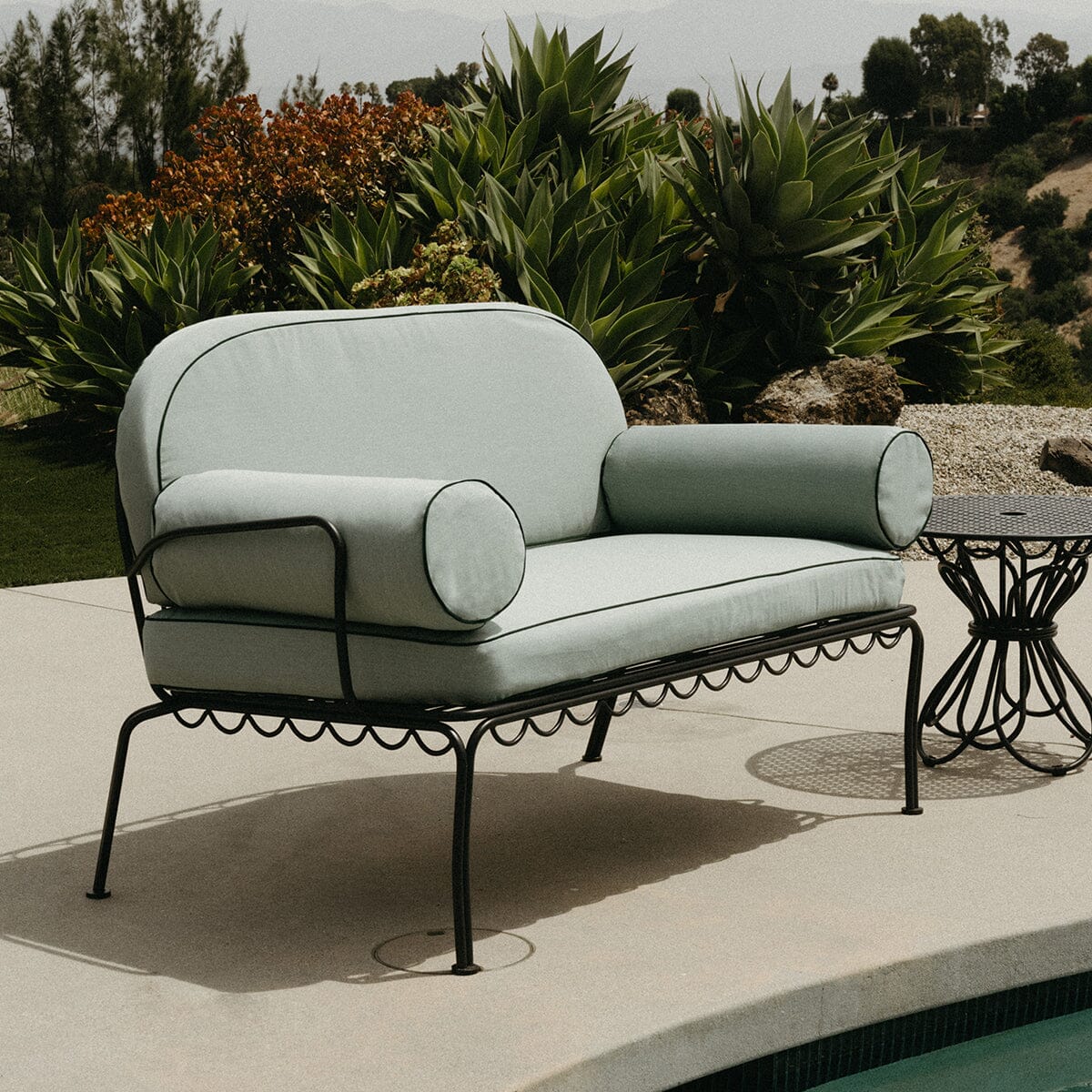 The Al Fresco Love Seat Cushion Cover Set - Rivie Green Al Fresco Love Seat Cushion Set Business & Pleasure Co. 