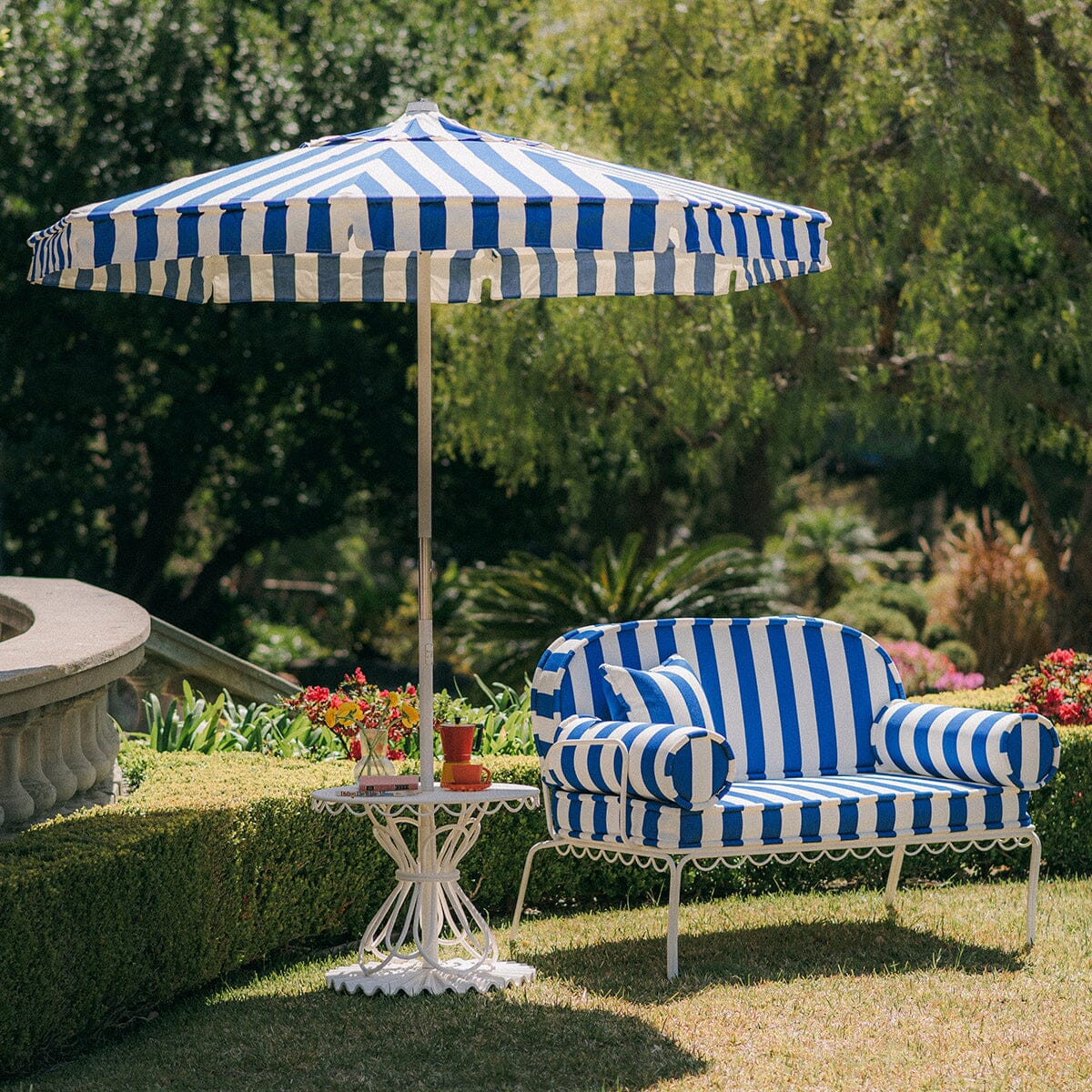 The Market Umbrella - Crew Mediterranean Blue Stripe Market Umbrella Business & Pleasure Co. 