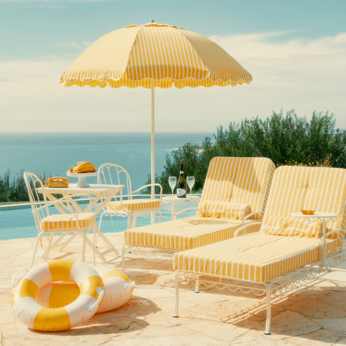 The Al Fresco Sun Lounger Cushion - Monaco Mimosa Stripe Al Fresco Sun Lounger Cushion Business & Pleasure Co Aus 