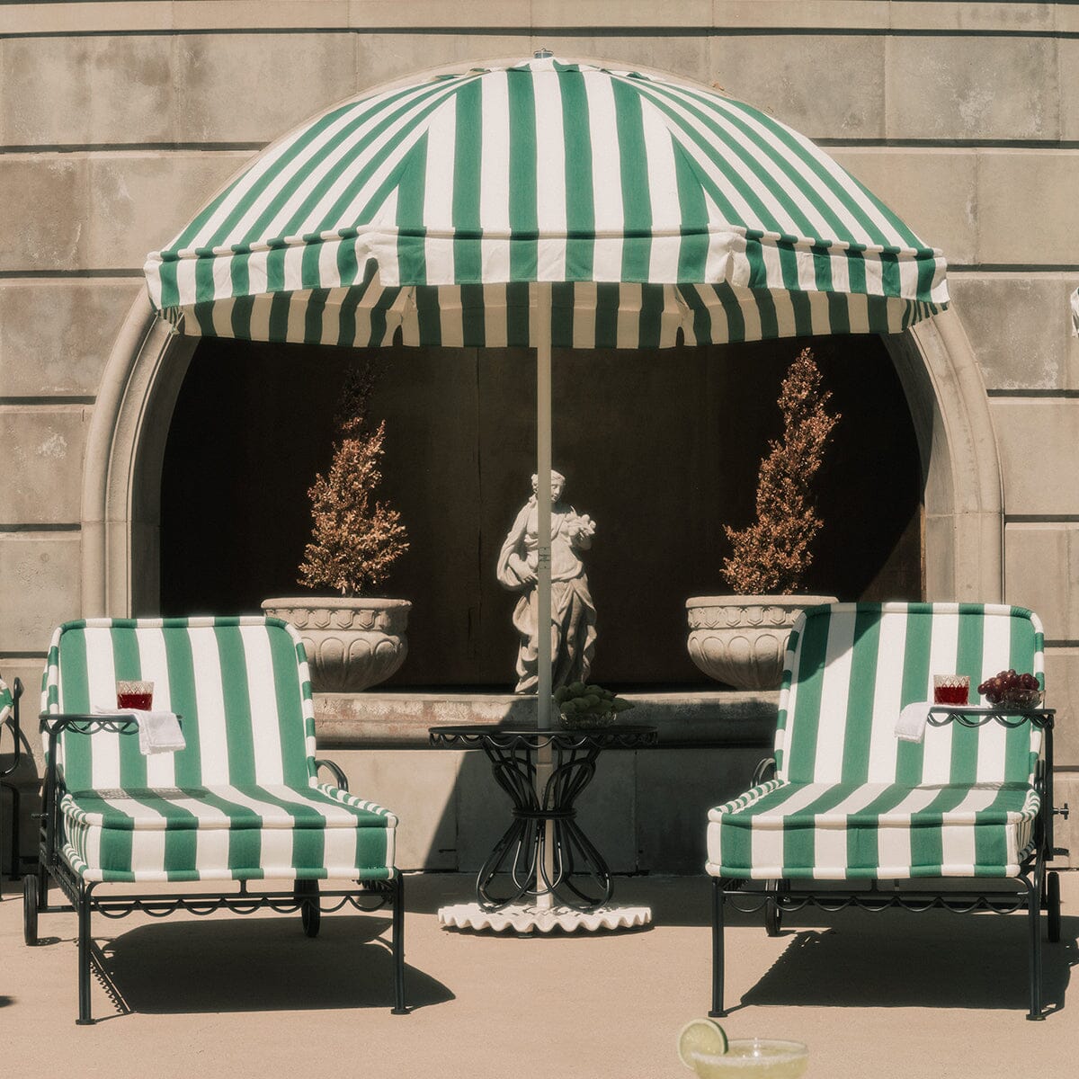 The Patio Umbrella - Crew Canyon Green Stripe Patio Umbrella Business & Pleasure Co. 