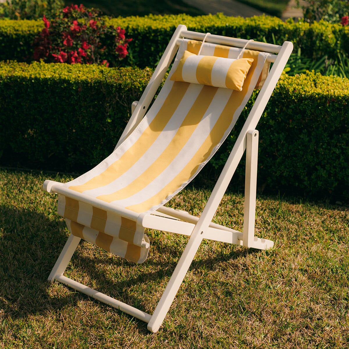 The Sling Chair - Acacia White - Crew Mimosa Yellow Stripe Sling Chair Business & Pleasure Co. 