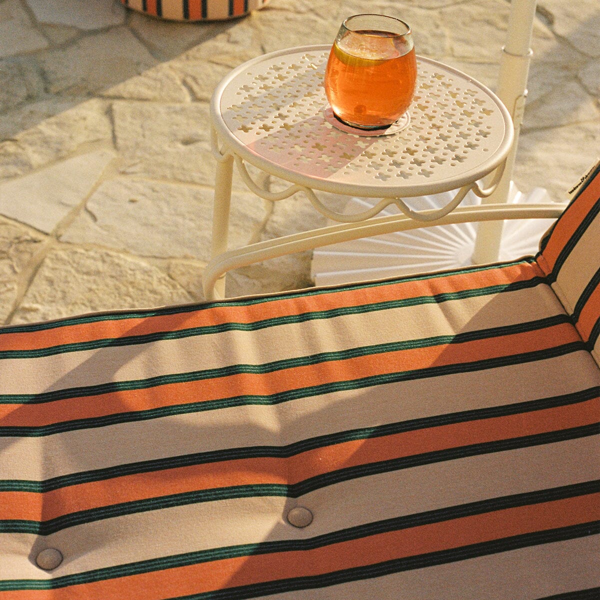 The Al Fresco Sun Lounger Cushion - Bistro Dusty Pink Stripe Al Fresco Sun Lounger Cushions Business & Pleasure Co. 