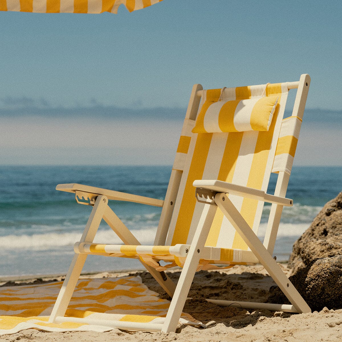 The Tommy Chair - Acacia White - Crew Mimosa Yellow Stripe Tommy Chair Business & Pleasure Co. 