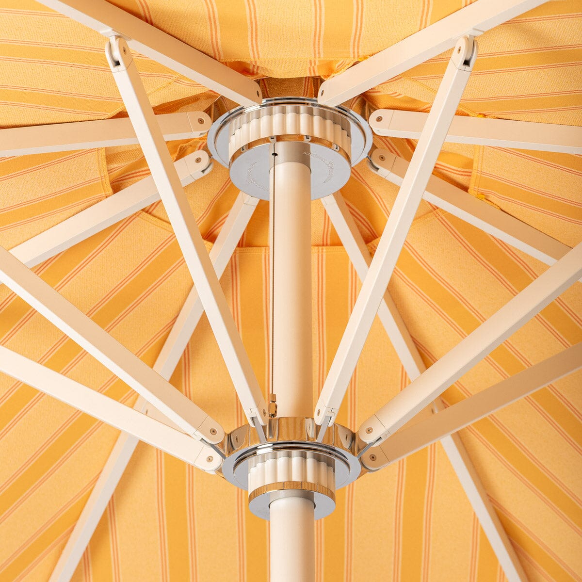 Resort Market Umbrella | Bistro Papaya Stripe & Antique White Frame Resort Market Umbrella Kit Business & Pleasure Co Aus 