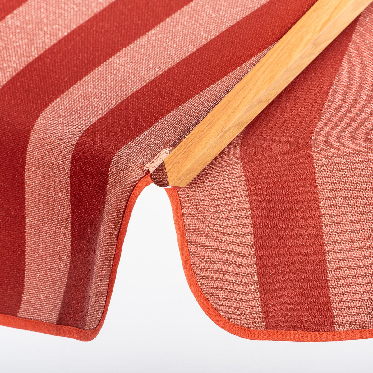 The Resort Market Umbrella in Terry Terracotta Stripe | Transfer Teak Frame Resort Market Umbrella Kit Business & Pleasure Co Aus 