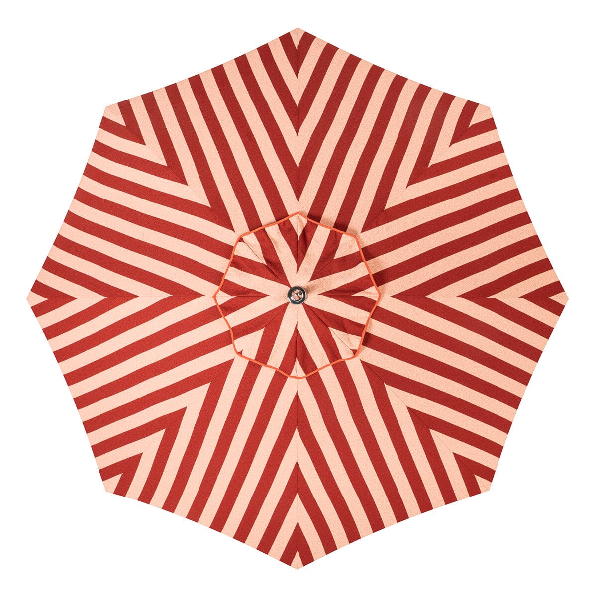 The Resort Market Umbrella in Terry Terracotta Stripe | Transfer Teak Frame Resort Market Umbrella Kit Business & Pleasure Co Aus 