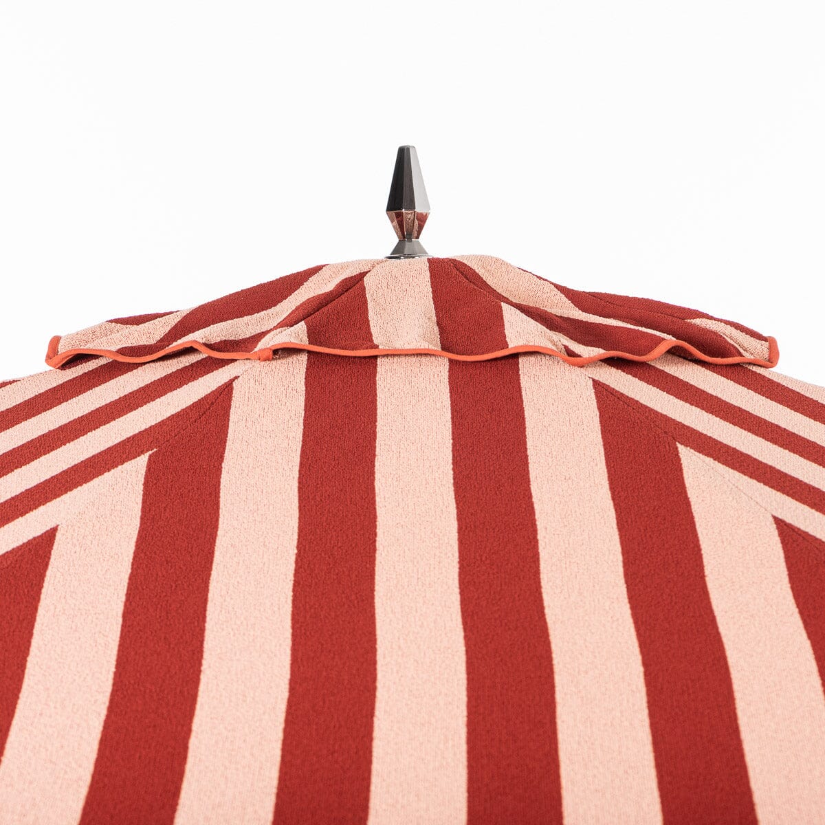 The Resort Market Umbrella in Terry Terracotta Stripe | Transfer Teak Frame Resort Market Umbrella Kit Business & Pleasure Co Aus 