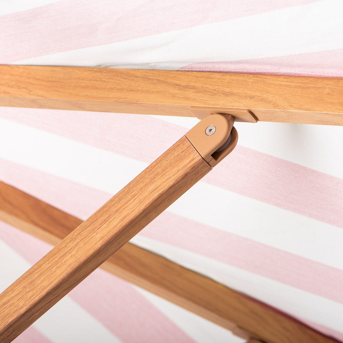 The Resort Market Umbrella in Crew Pink Stripe | Transfer Teak Frame Resort Market Umbrella Kit Business & Pleasure Co Aus 
