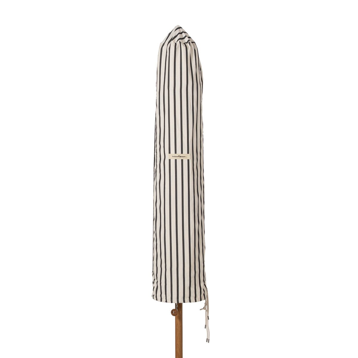 Resort Market Umbrella | Monaco Black Stripe & Transfer Teak Frame Resort Market Umbrella Kit Business & Pleasure Co Aus 