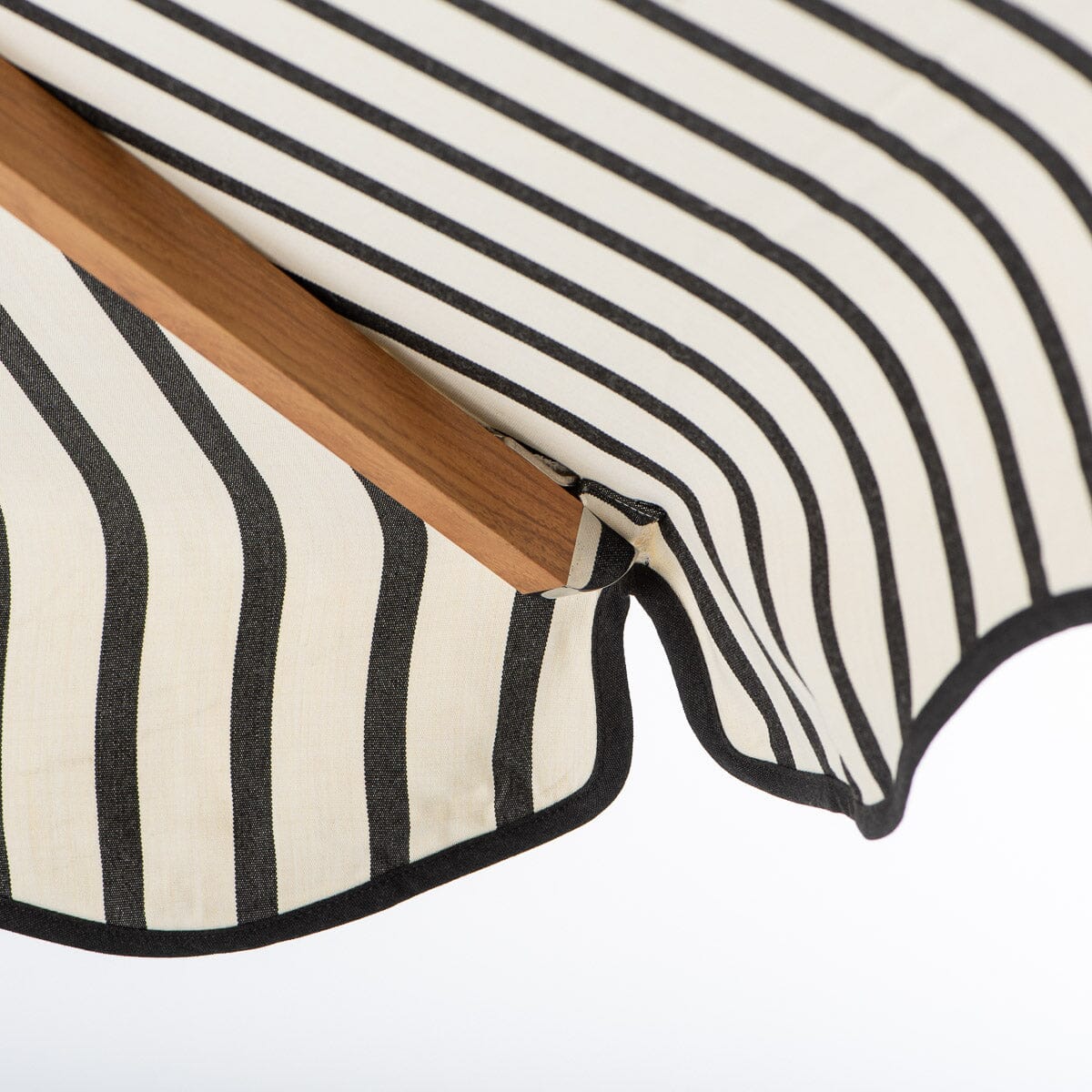 Resort Market Umbrella | Monaco Black Stripe & Transfer Teak Frame Resort Market Umbrella Kit Business & Pleasure Co Aus 