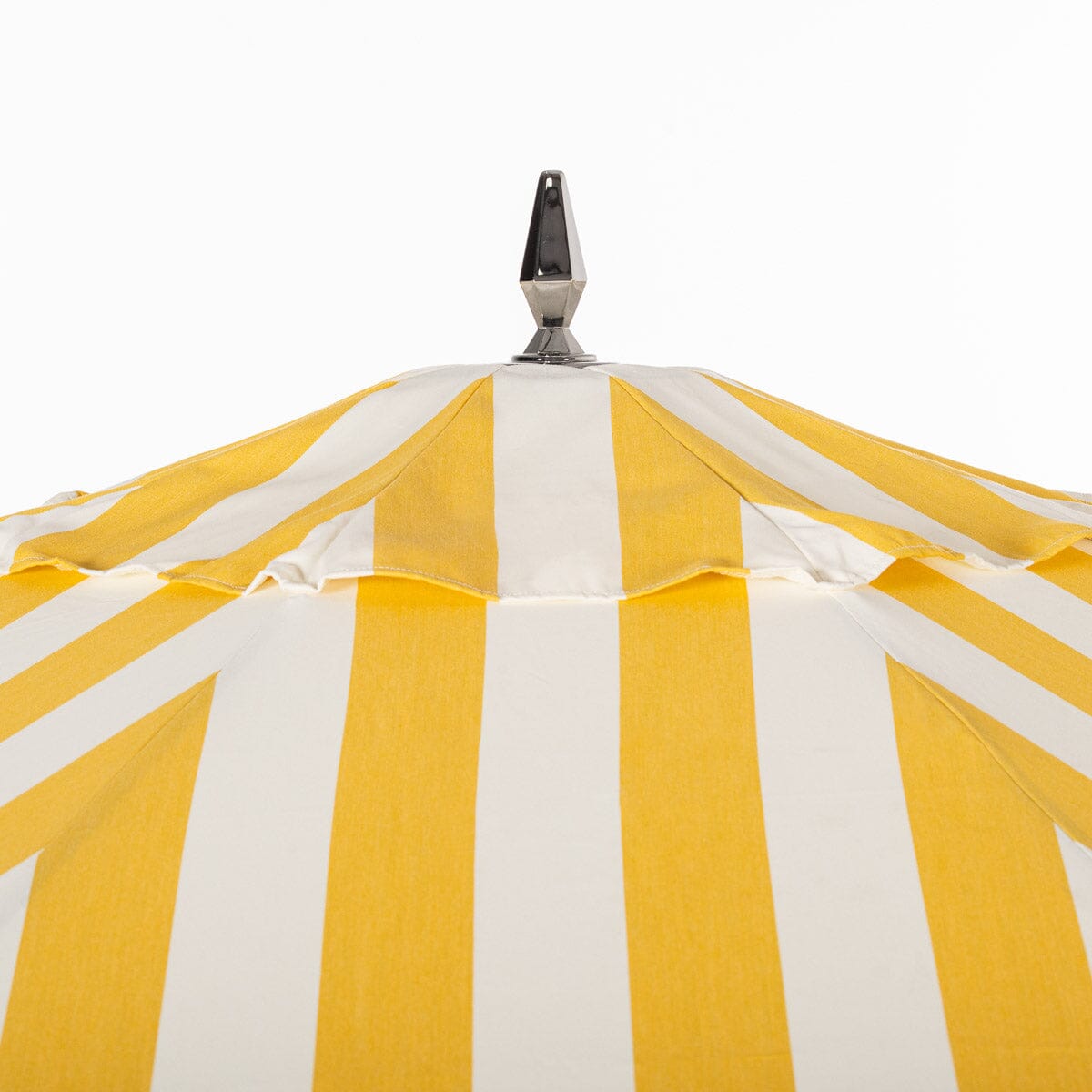 Resort Market Umbrella | Crew Mimosa Yellow Stripe & Transfer Teak Frame Resort Market Umbrella Kit Business & Pleasure Co Aus 