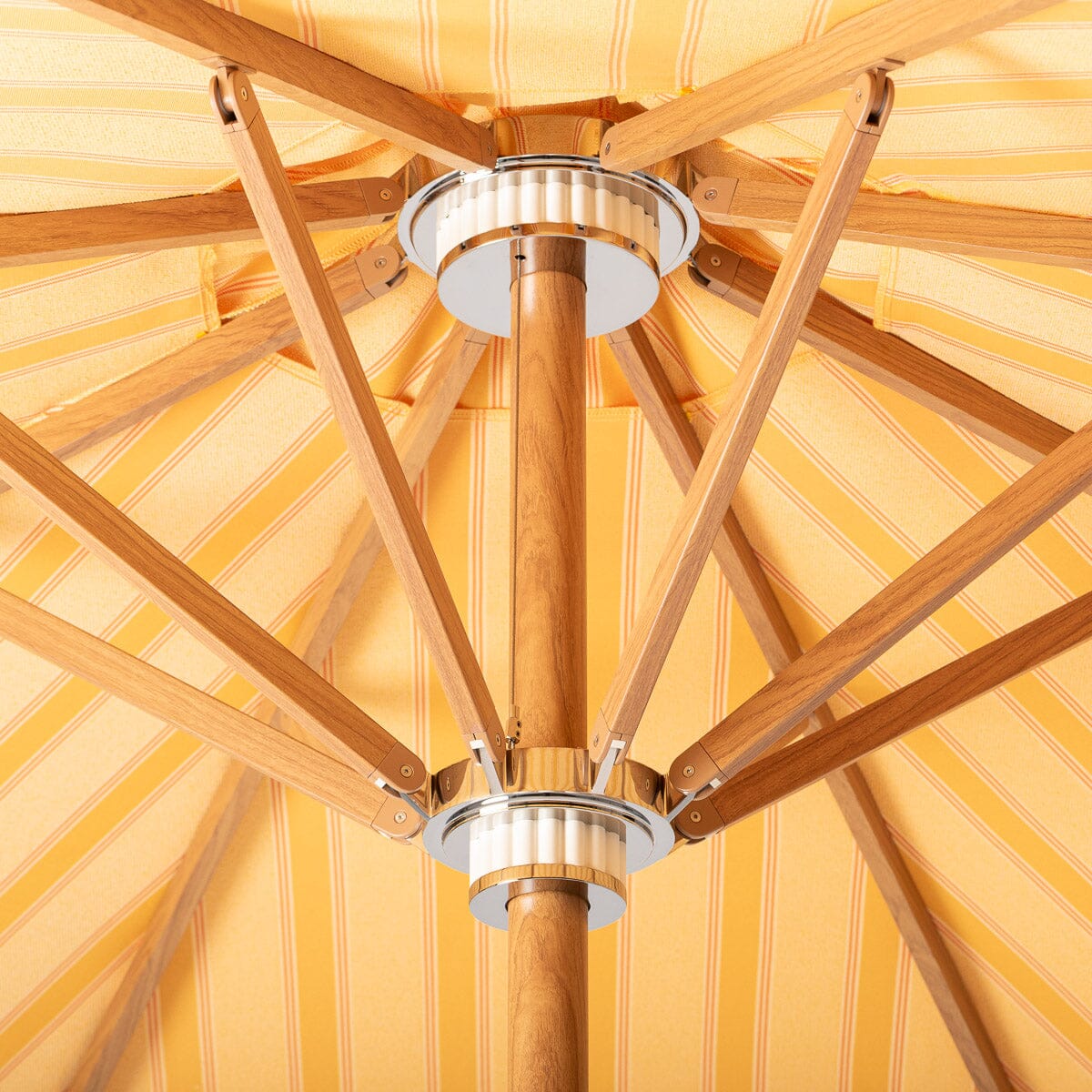 Resort Market Umbrella | Bistro Papaya Stripe & Transfer Teak Frame Resort Market Umbrella Kit Business & Pleasure Co Aus 