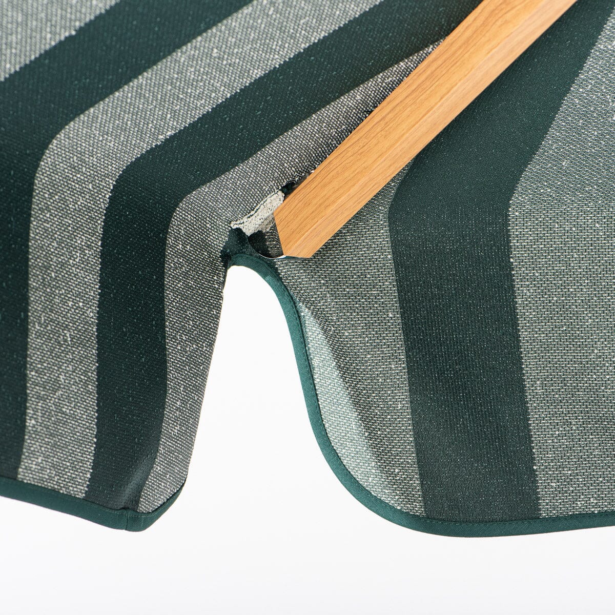 The Resort Market Umbrella in Terry Green Stripe | Transfer Teak Frame Resort Market Umbrella Kit Business & Pleasure Co Aus 