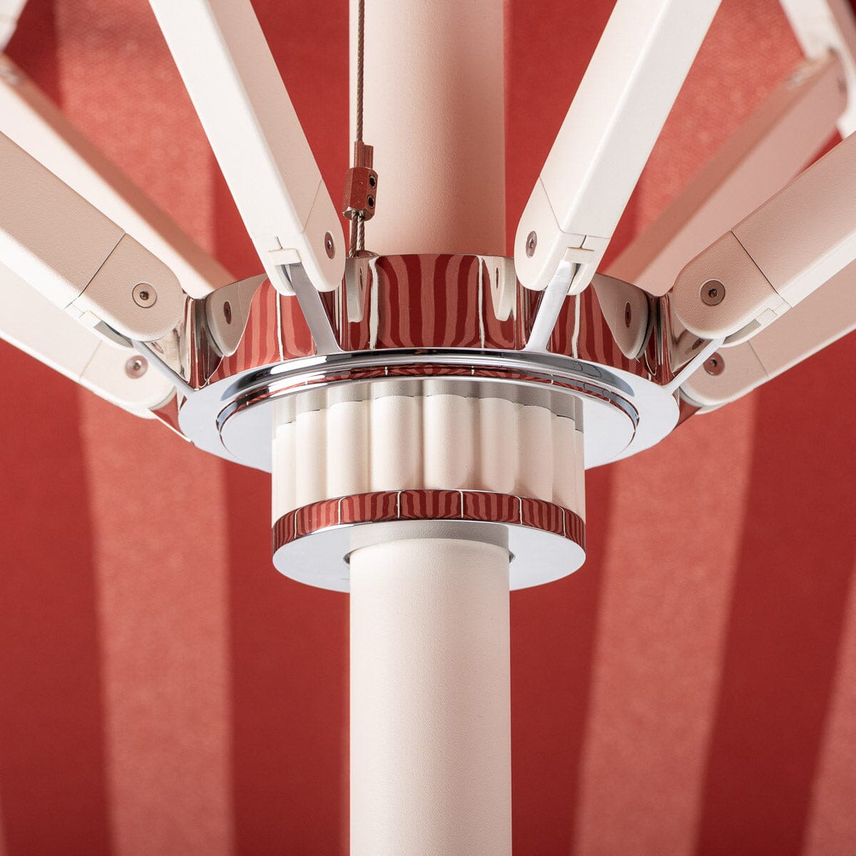 The Resort Market Umbrella in Terry Terracotta Stripe | Antique White Frame Resort Market Umbrella Kit Business & Pleasure Co Aus 