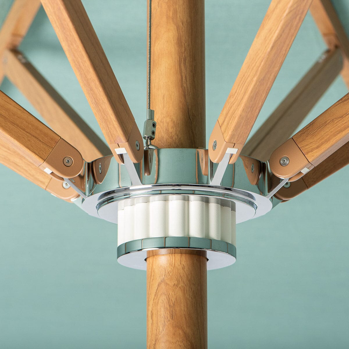 Resort Market Umbrella | Rivie Green & Transfer Teak Frame Resort Market Umbrella Kit Business & Pleasure Co Aus 