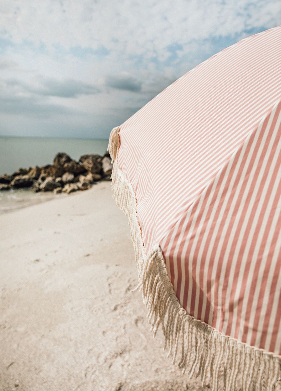 The Premium Beach Umbrella - Lauren's Pink Stripe Premium Umbrella Business & Pleasure Co 
