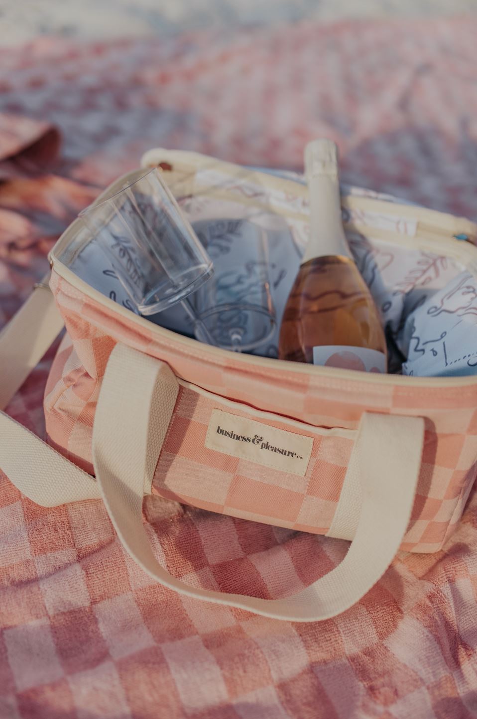 The Premium Cooler Bag - Dusty Pink Check Premium Cooler Bag Business & Pleasure Co 