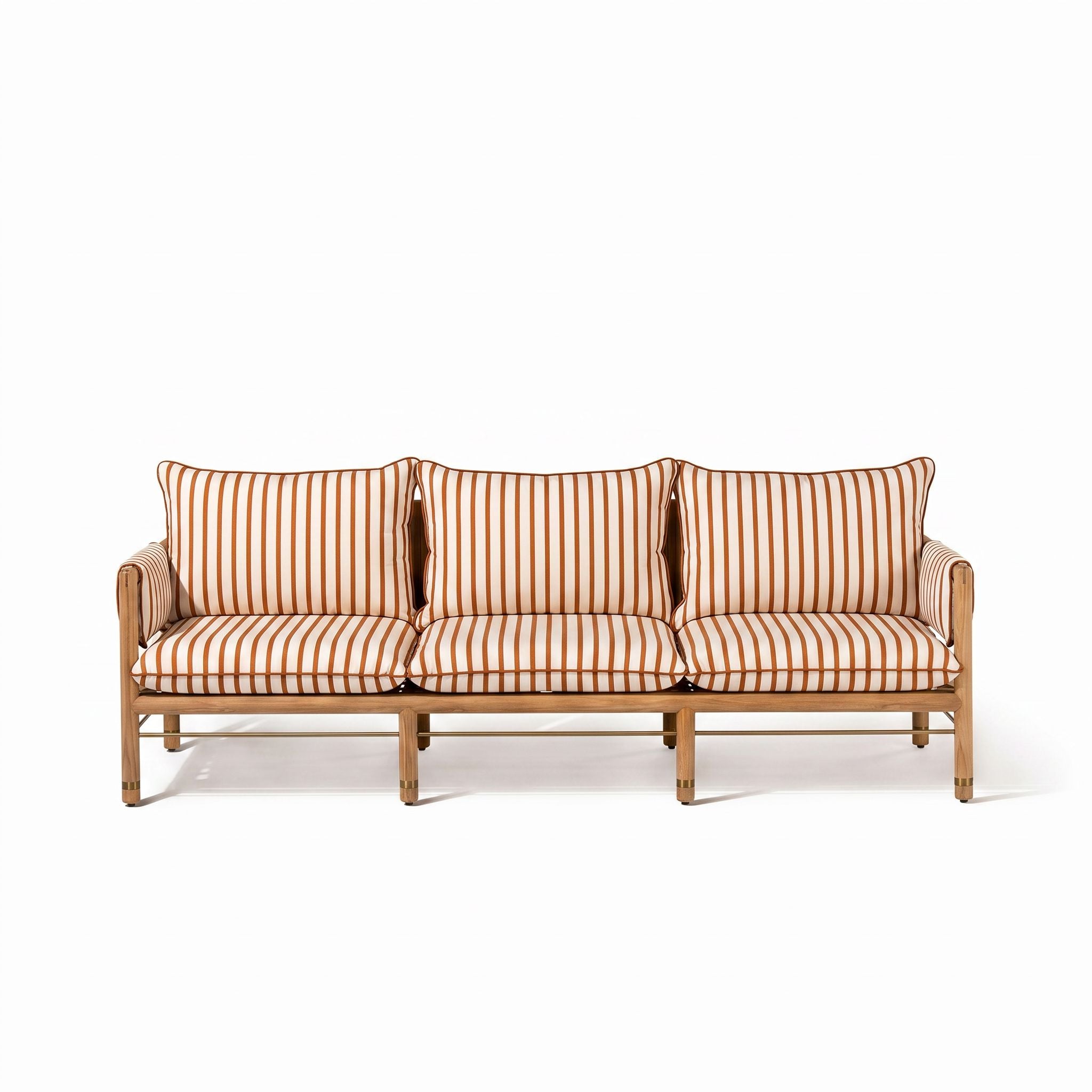 Product image of The WES Sofa in Monaco Le Sirenuse Stripe | Teakwood Gold Frame Wes Sofa Kit Business & Pleasure Co Aus 