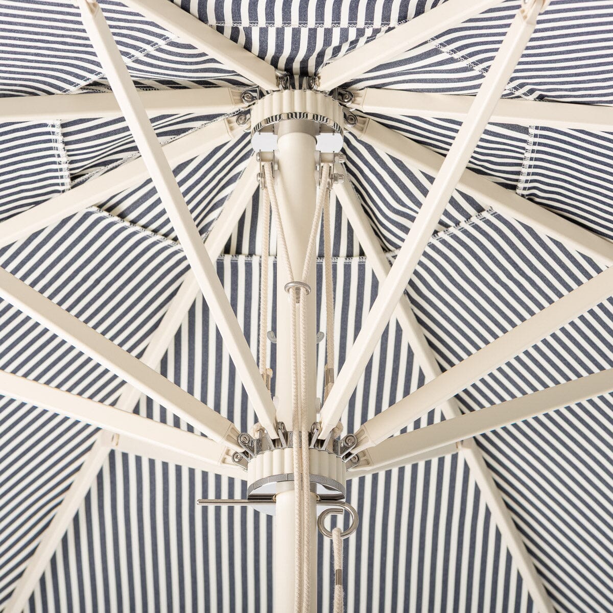 Terrace Umbrella in Lauren's Navy Stripe | Antique White Frame Terrace Umbrella Kit Business & Pleasure Co Aus 