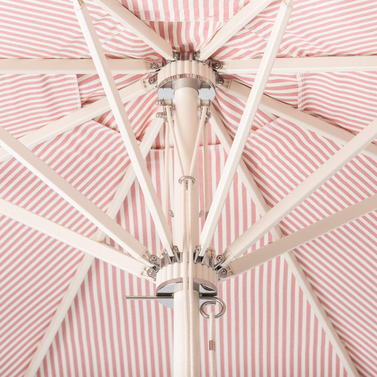 Terrace Umbrella in Lauren's Pink Stripe | Antique White Frame Terrace Umbrella Kit Business & Pleasure Co Aus 