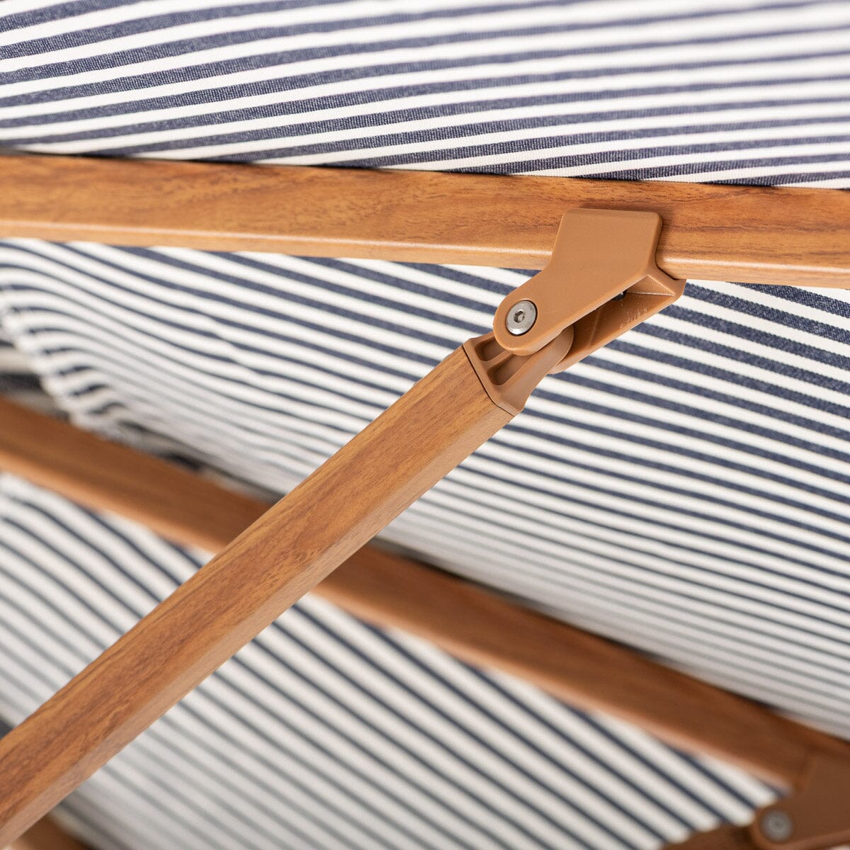 Terrace Umbrella in Lauren's Navy Stripe | Transfer Teak Frame Terrace Umbrella Kit Business & Pleasure Co Aus 