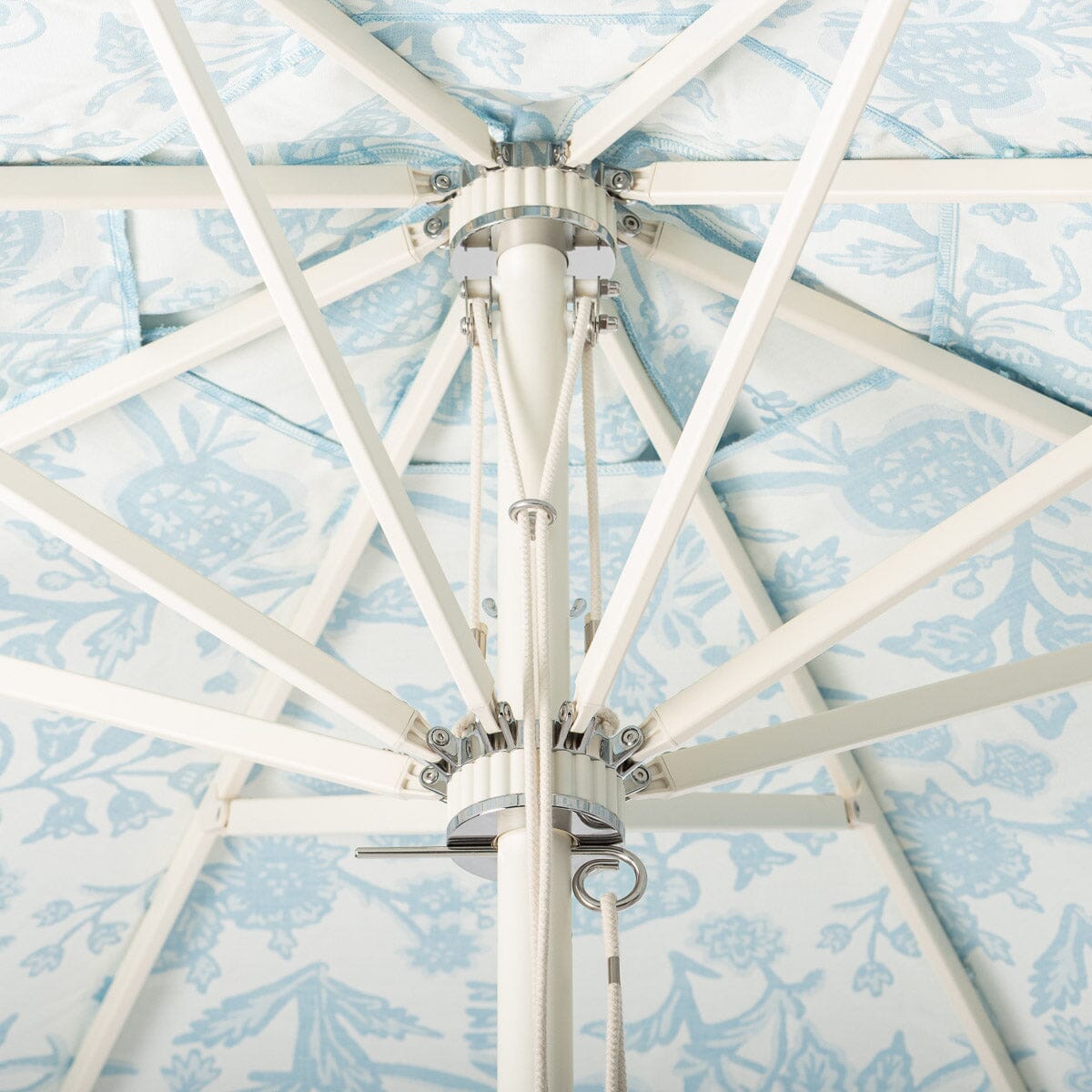 Terrace Umbrella in Hanalei Bay Blue Jacquard | Antique White Frame Terrace Umbrella Kit Business & Pleasure Co Aus 