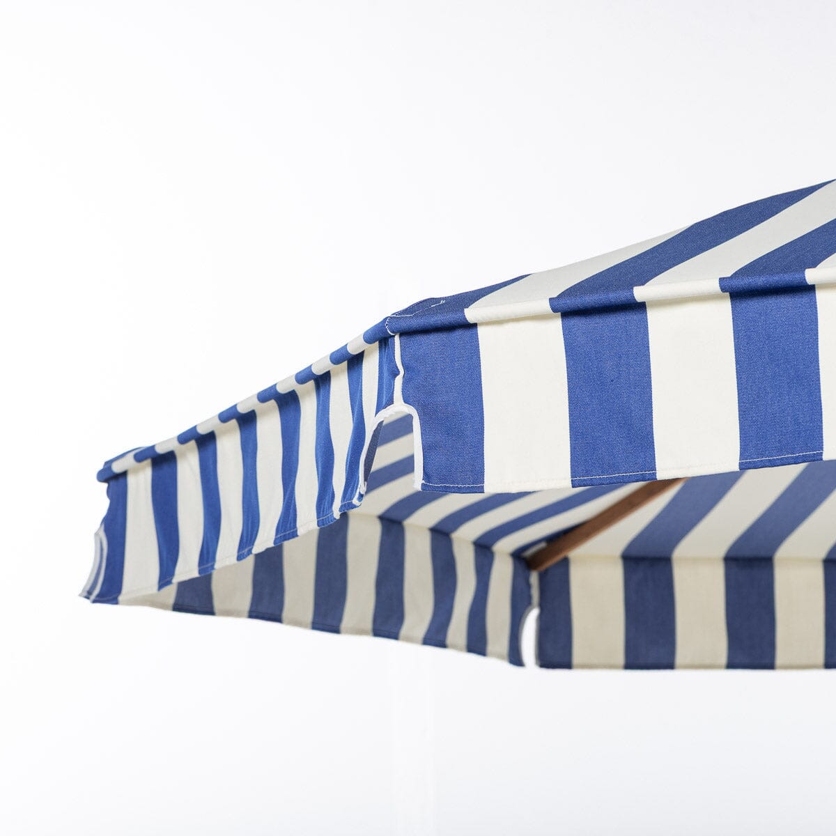 Terrace Umbrella in Crew Mediterranean Blue Stripe | Transfer Teak Frame Terrace Umbrella Kit Business & Pleasure Co Aus 
