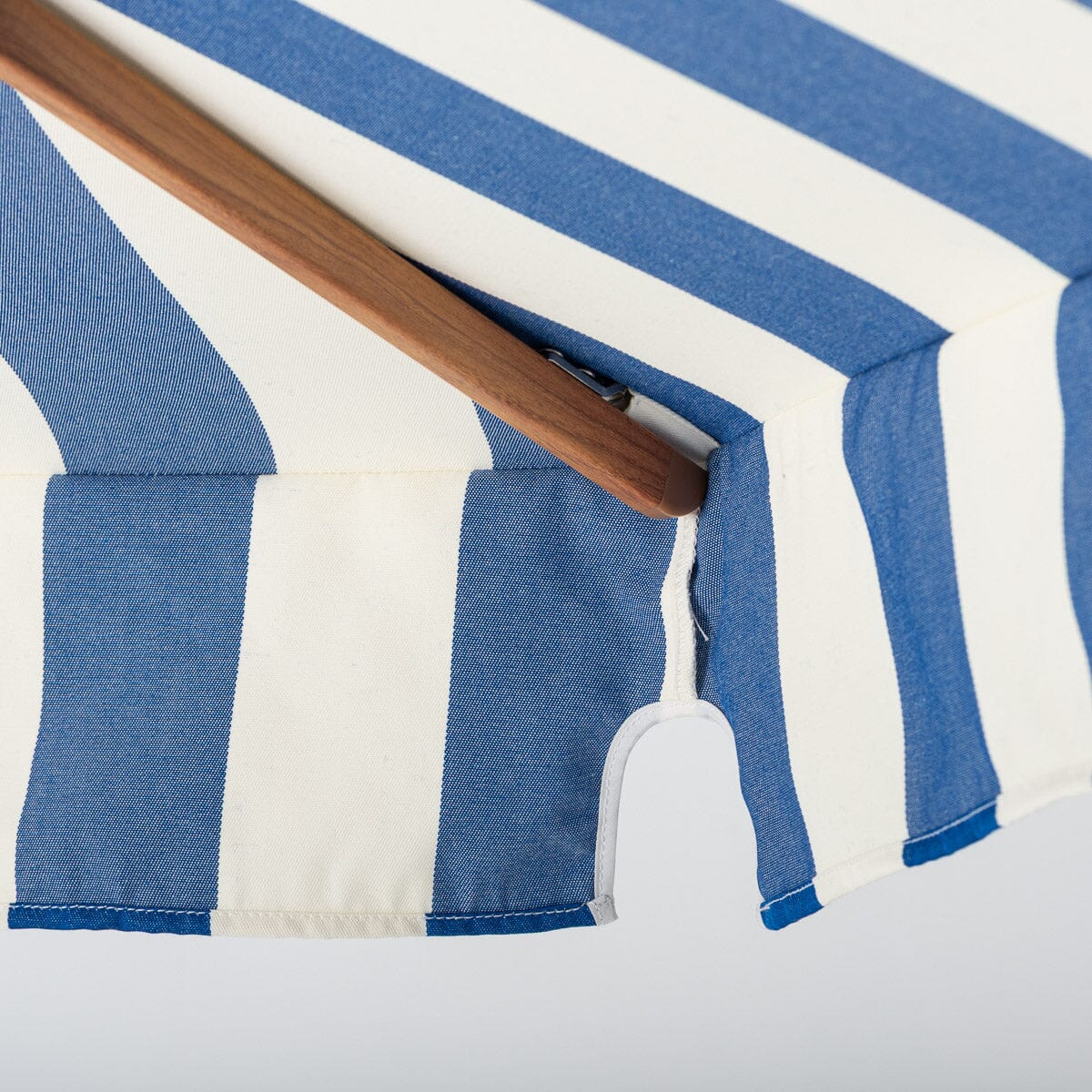 Terrace Umbrella in Crew Mediterranean Blue Stripe | Transfer Teak Frame Terrace Umbrella Kit Business & Pleasure Co Aus 