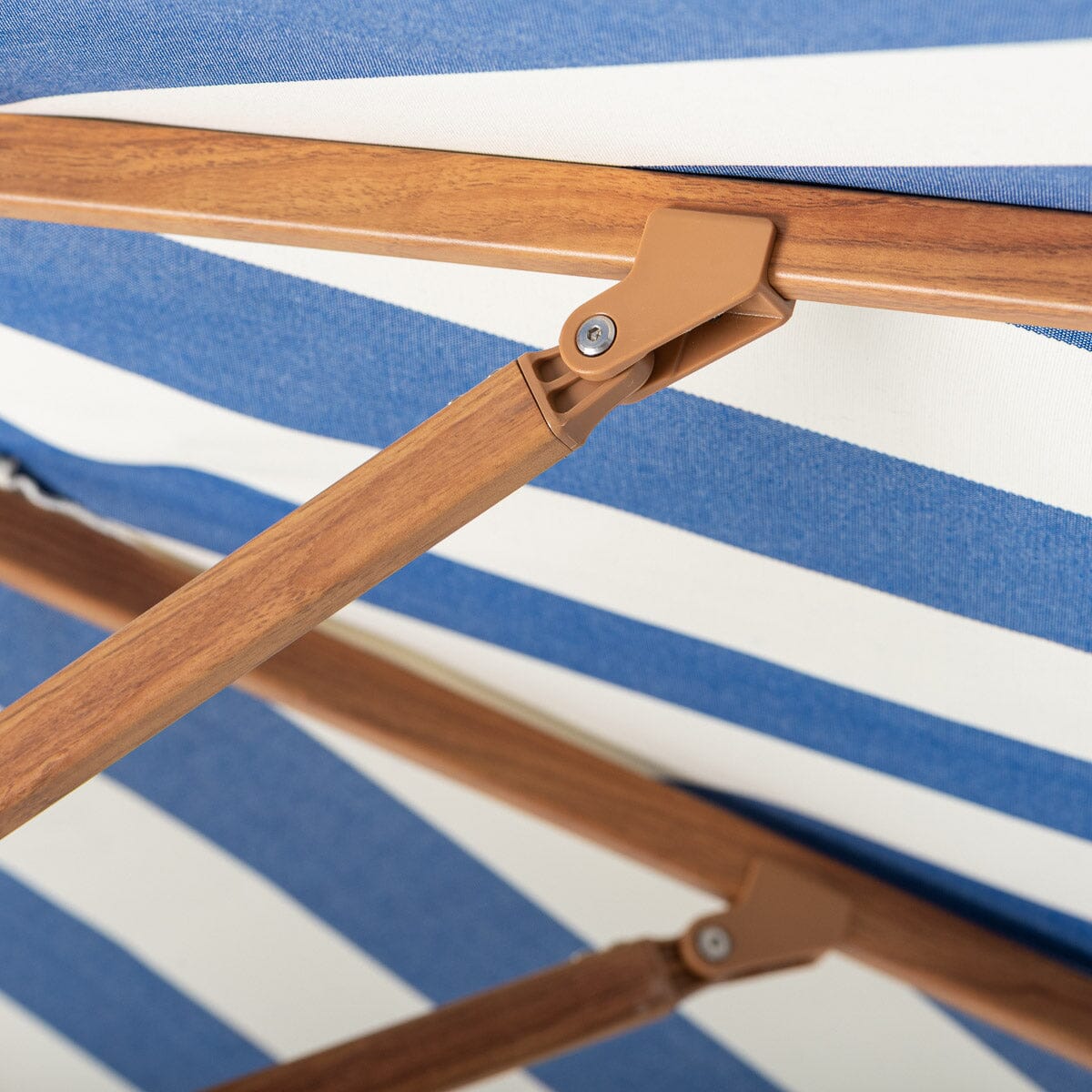 Terrace Umbrella in Crew Mediterranean Blue Stripe | Transfer Teak Frame Terrace Umbrella Kit Business & Pleasure Co Aus 