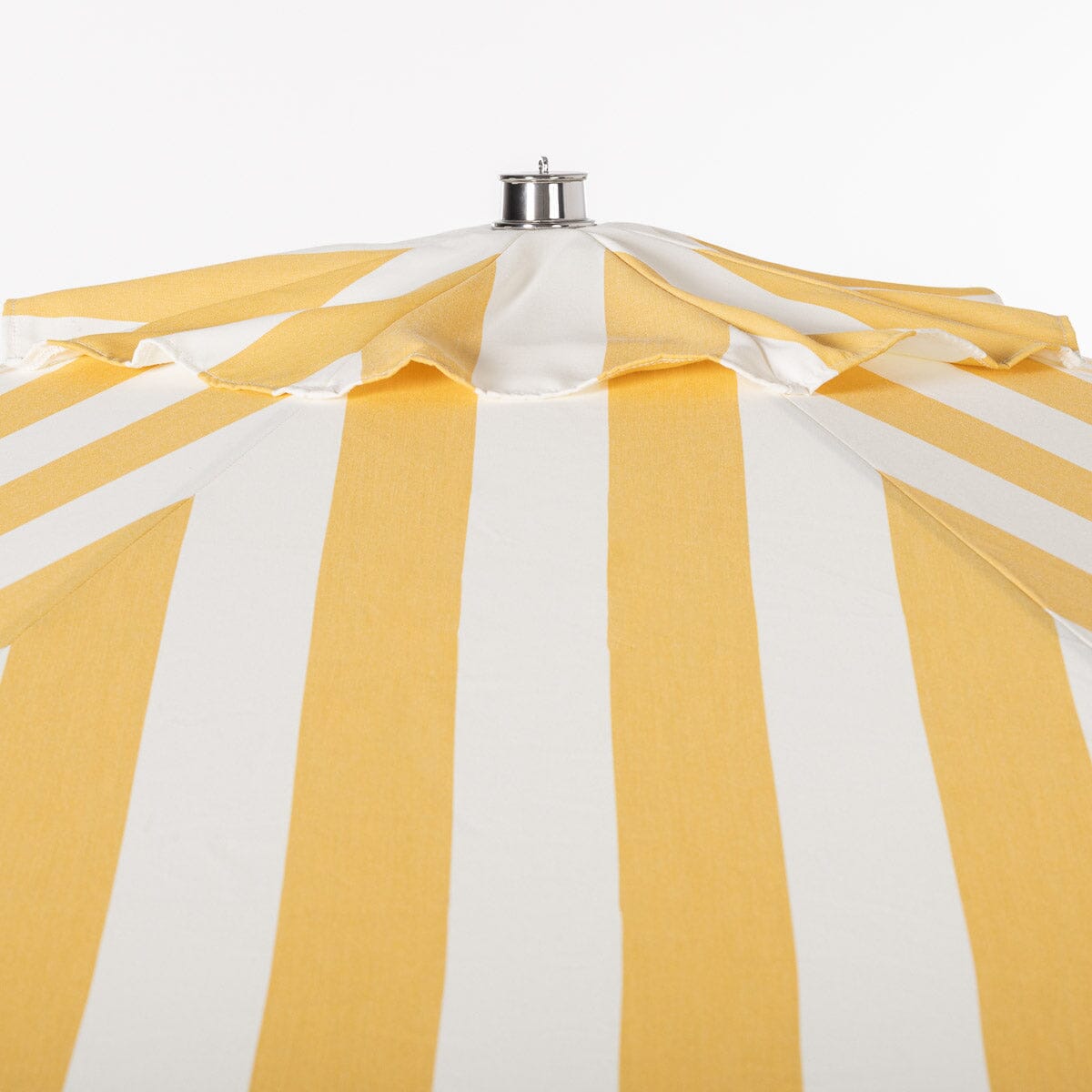 Terrace Umbrella in Crew Mimosa Yellow Stripe | Transfer Teak Frame Terrace Umbrella Kit Business & Pleasure Co Aus 