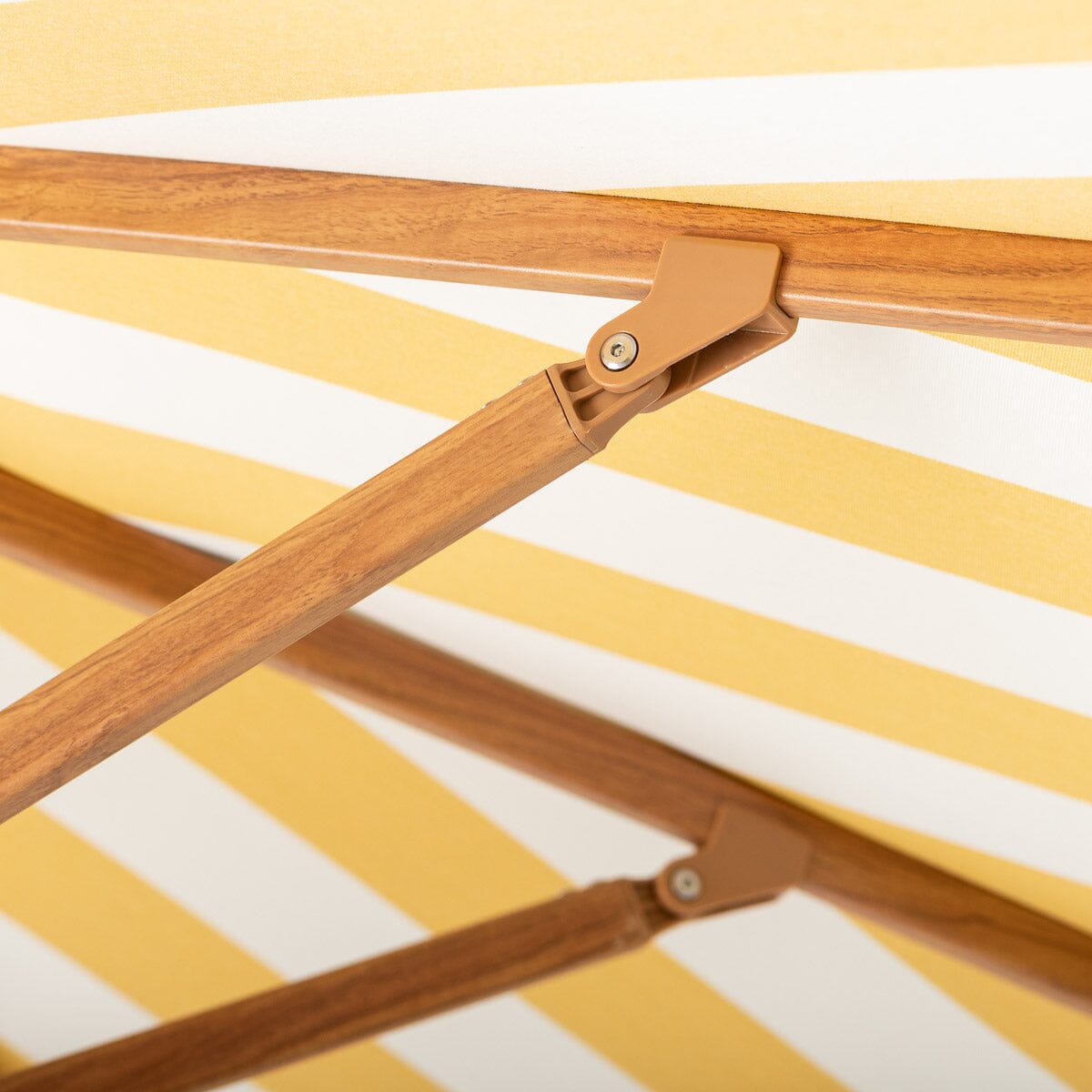 Terrace Umbrella in Crew Mimosa Yellow Stripe | Transfer Teak Frame Terrace Umbrella Kit Business & Pleasure Co Aus 