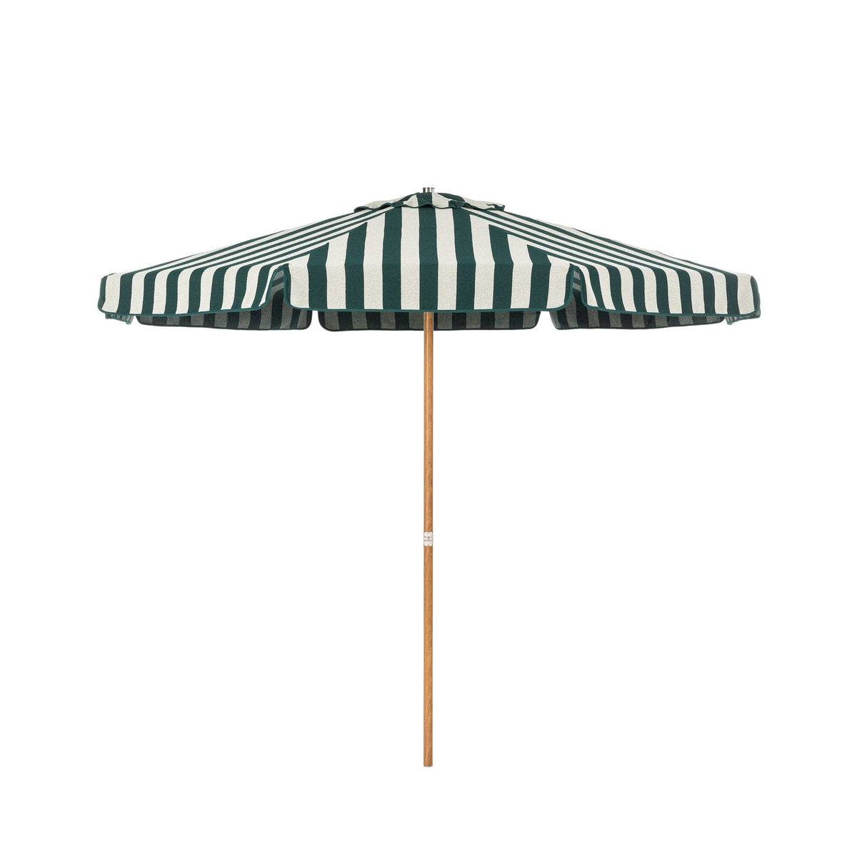 Terrace Umbrella in Terry Green Stripe | Transfer Teak Frame Terrace Umbrella Kit Business & Pleasure Co Aus 