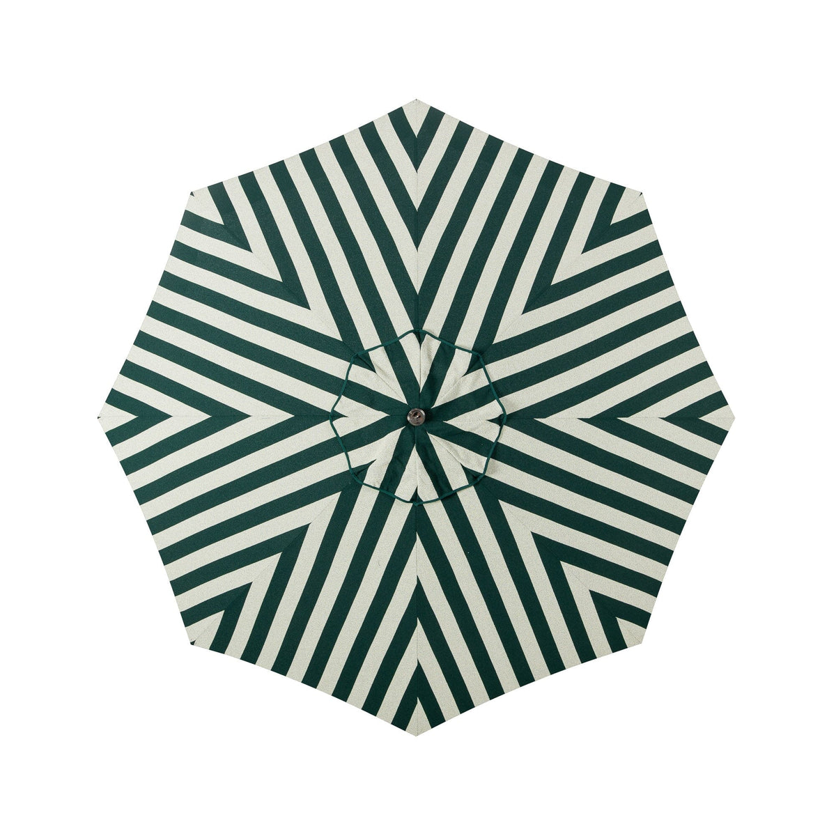 Terrace Umbrella in Terry Green Stripe | Transfer Teak Frame Terrace Umbrella Kit Business & Pleasure Co Aus 