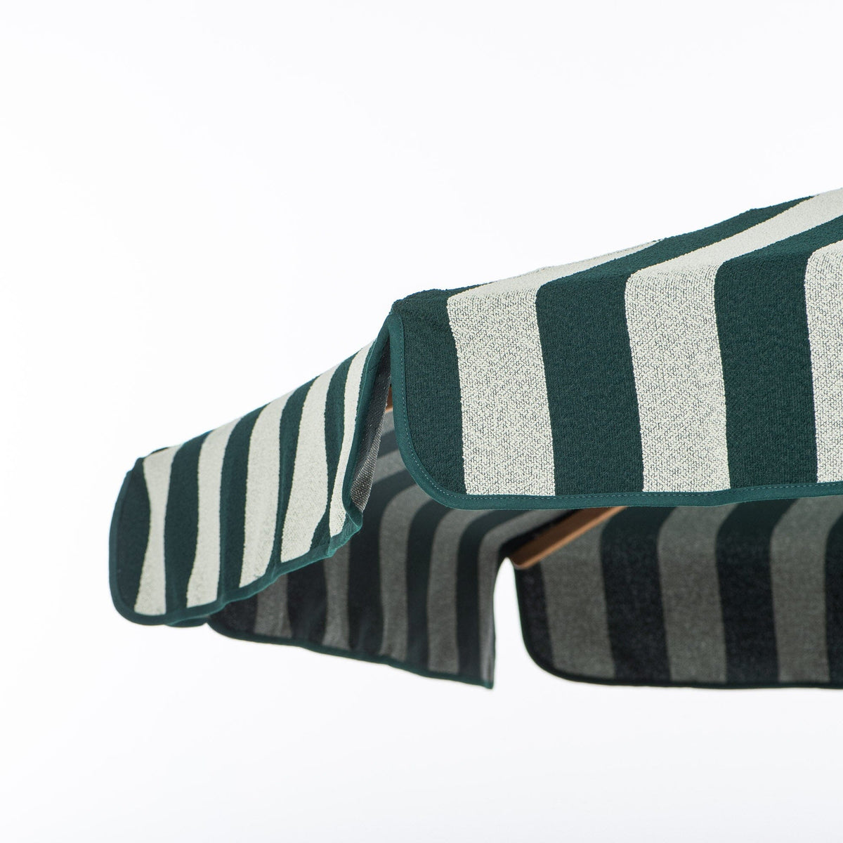 Terrace Umbrella in Terry Green Stripe | Transfer Teak Frame Terrace Umbrella Kit Business & Pleasure Co Aus 