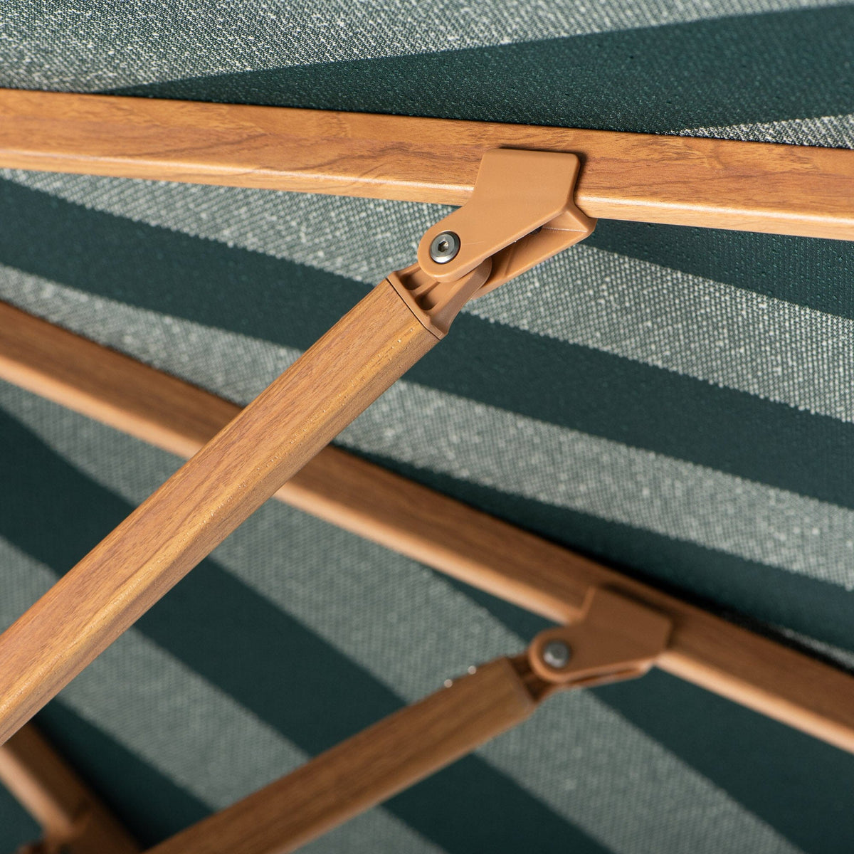 Terrace Umbrella in Terry Green Stripe | Transfer Teak Frame Terrace Umbrella Kit Business & Pleasure Co Aus 