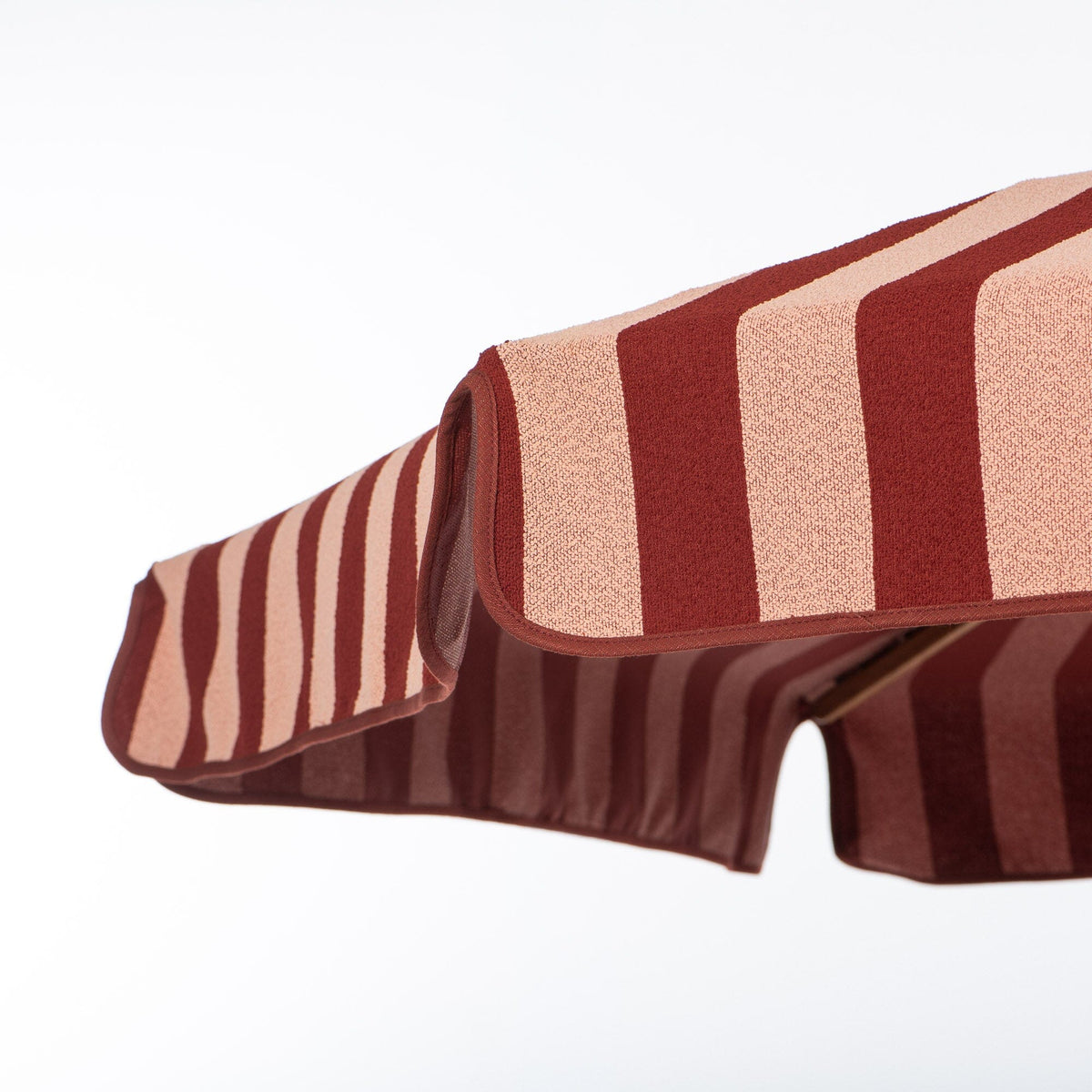 Terrace Umbrella in Terry Terracotta Stripe | Transfer Teak Frame Terrace Umbrella Kit Business & Pleasure Co Aus 