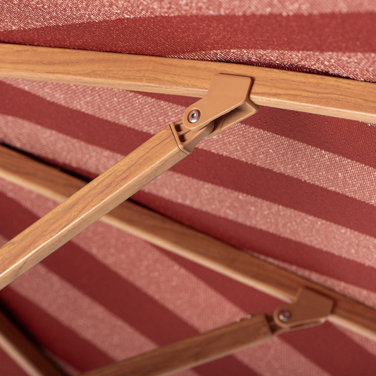 Terrace Umbrella in Terry Terracotta Stripe | Transfer Teak Frame Terrace Umbrella Kit Business & Pleasure Co Aus 