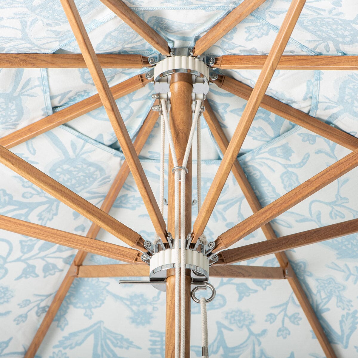 Terrace Umbrella in Hanalei Bay Blue Jacquard | Transfer Teak Frame Terrace Umbrella Kit Business & Pleasure Co Aus 