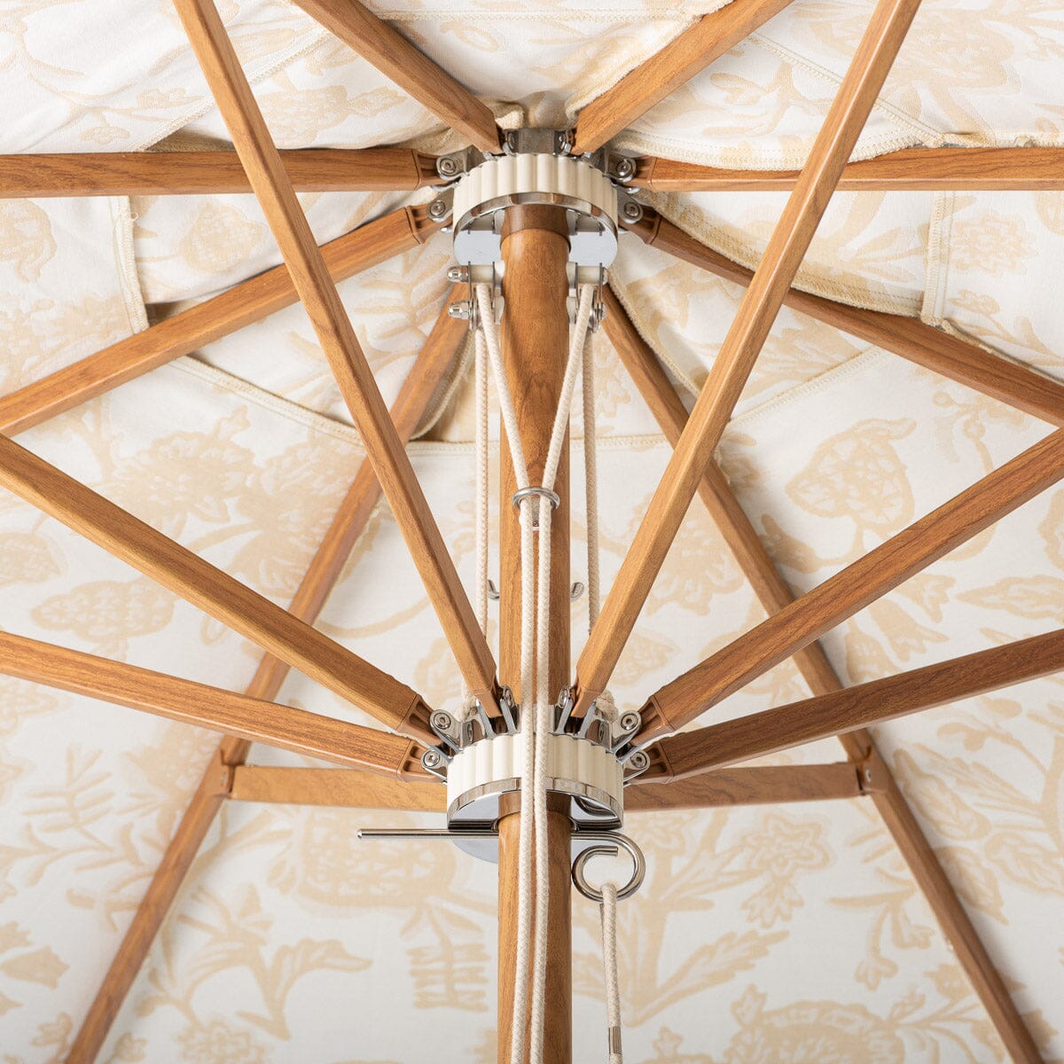Terrace Umbrella in Hanalei Bay Natural Jacquard | Transfer Teak Frame Terrace Umbrella Kit Business & Pleasure Co Aus 