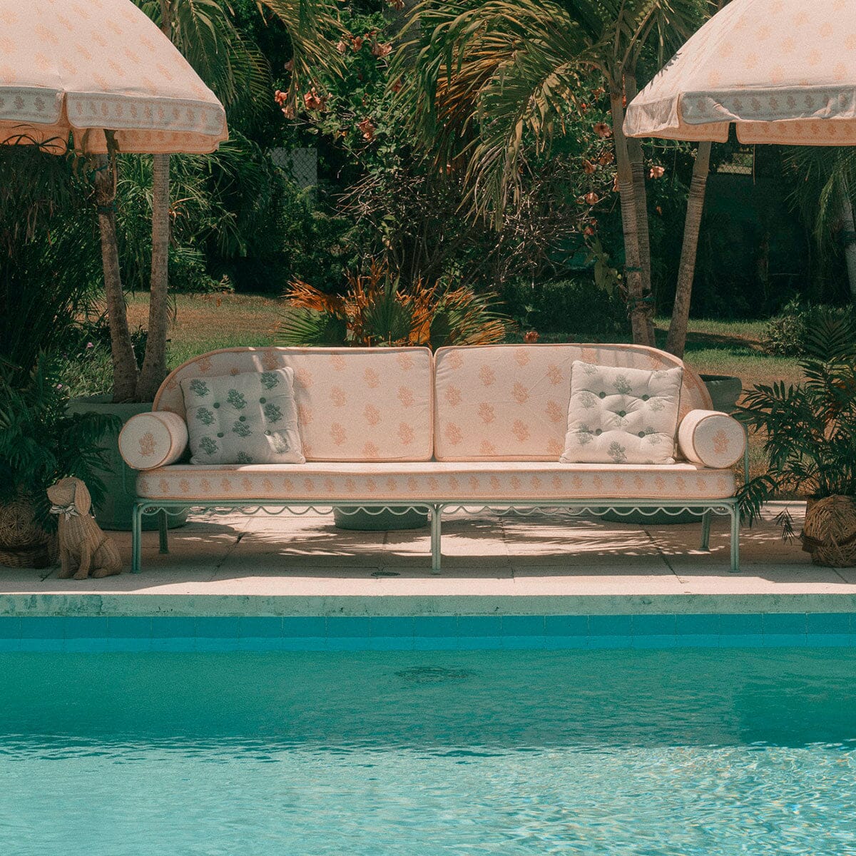 The Al Fresco Sofa by Amanda Lindroth in Jaipur Pink | Sage Green Frame Al Fresco Sofa Kit B&P by Amanda Lindroth 