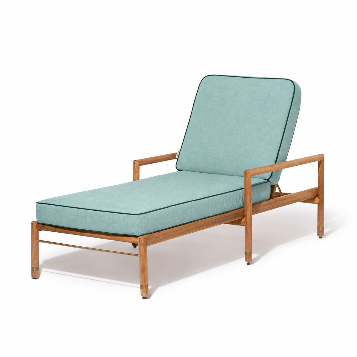 Product image of Wes Sun Lounger in Rivie Green | Teakwood Gold Wes Sun Lounger Kit Business & Pleasure Co Aus 