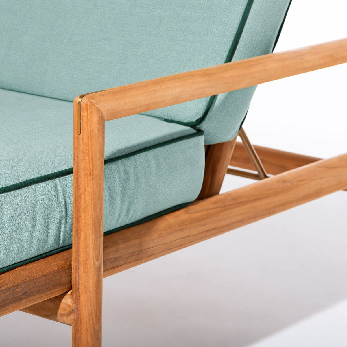 Wes Sun Lounger in Rivie Green | Teakwood Gold Wes Sun Lounger Kit Business & Pleasure Co Aus 
