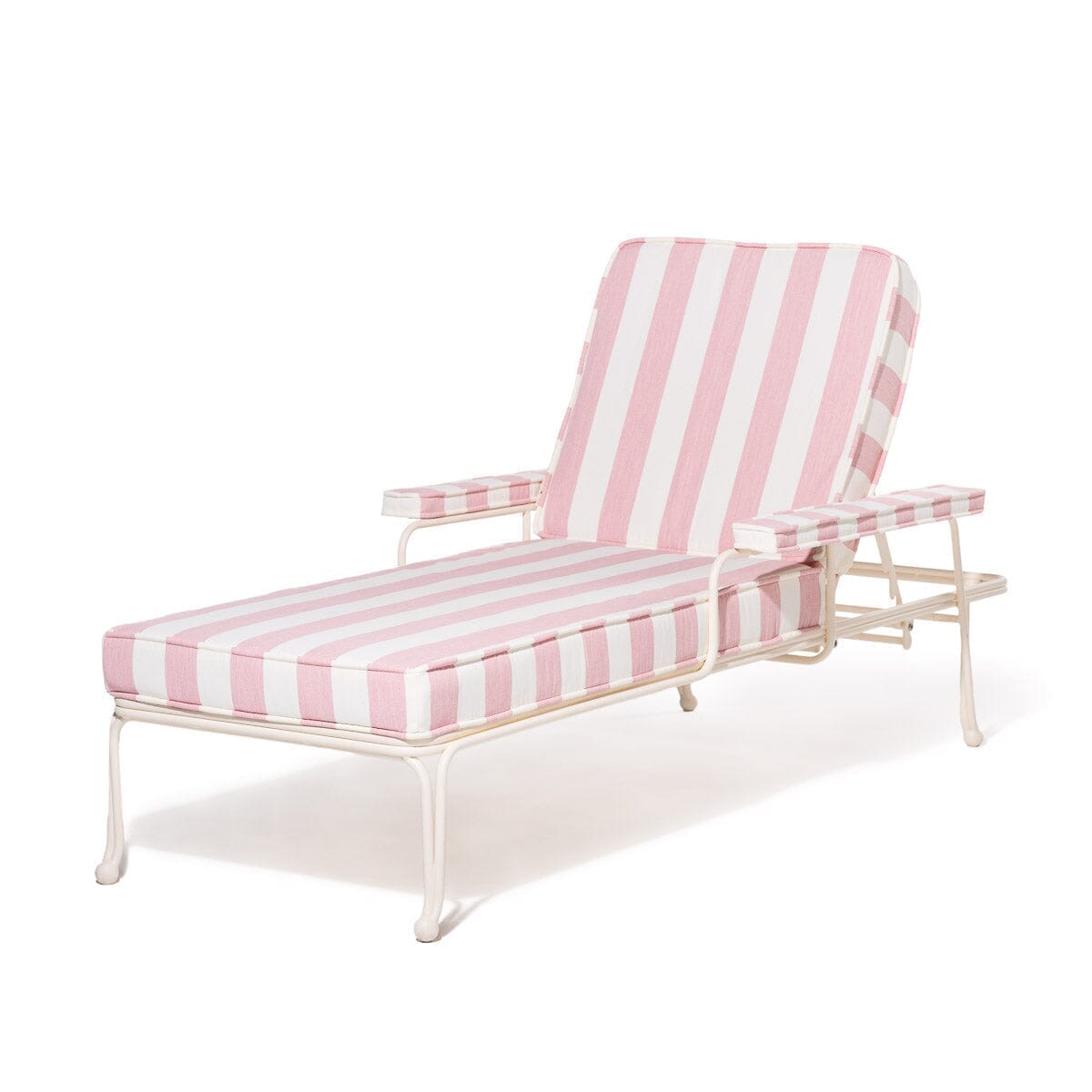 The Waterhouse Sun Lounger in Crew Pink Stripe | Antique White Frame Waterhouse Sun Lounger Kit Business & Pleasure Co Aus 