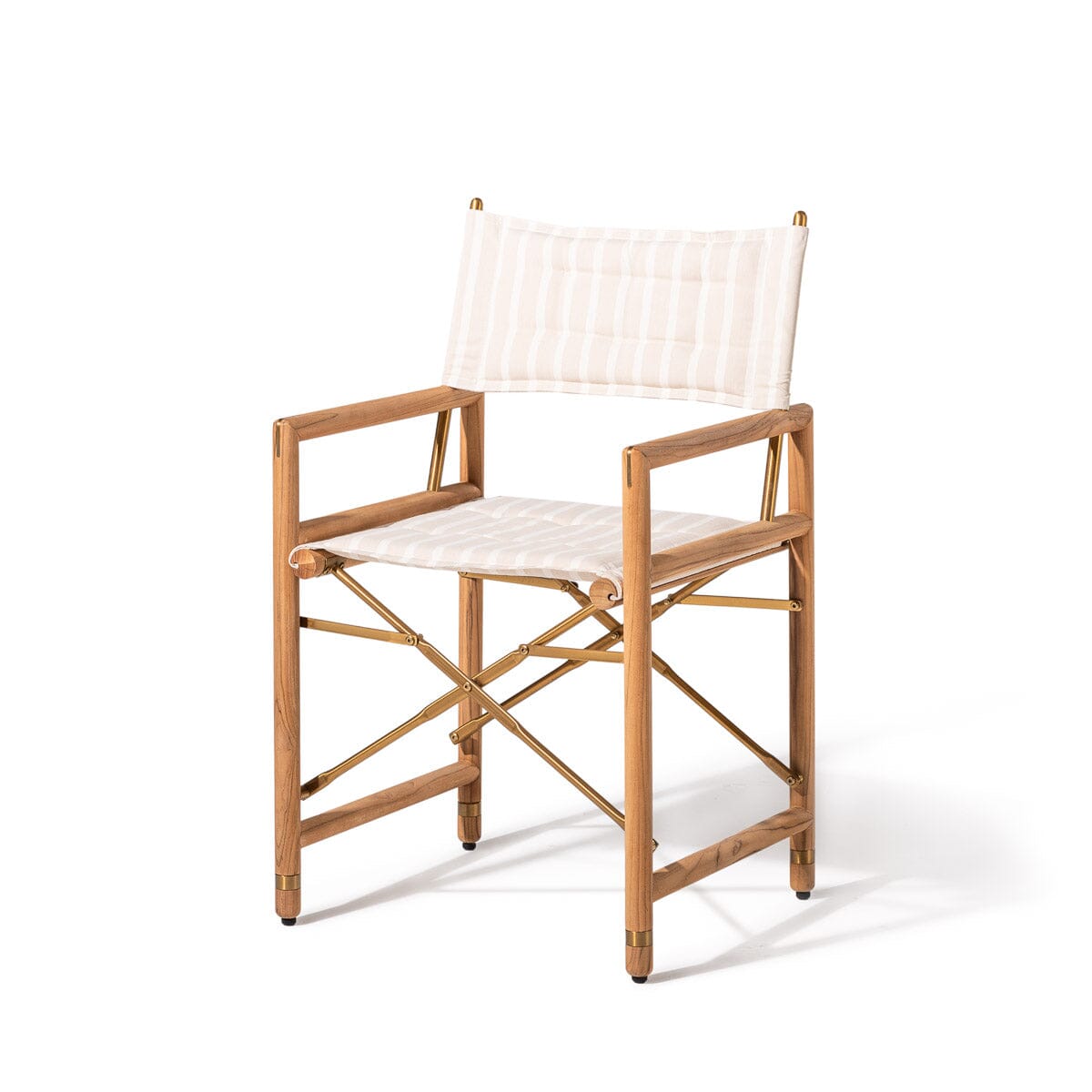 Product image of The Wes Directors Chair Monaco Natural Stripe | Teakwood Gold Frame Wes Director Chair Kit Business & Pleasure Co Aus 