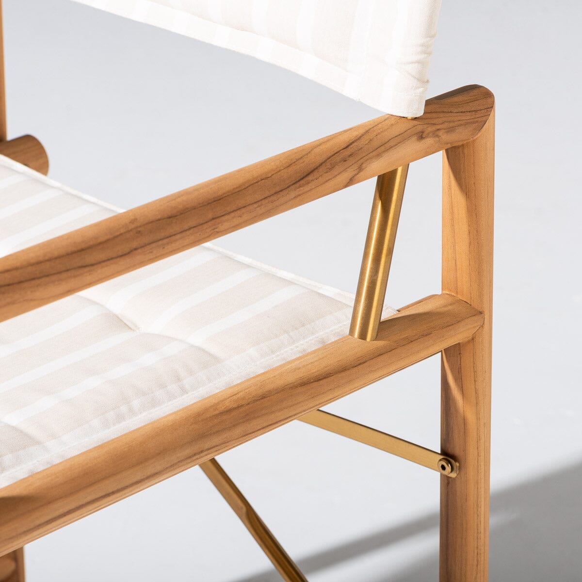 The Wes Directors Chair Monaco Natural Stripe | Teakwood Gold Frame Wes Director Chair Kit Business & Pleasure Co Aus 