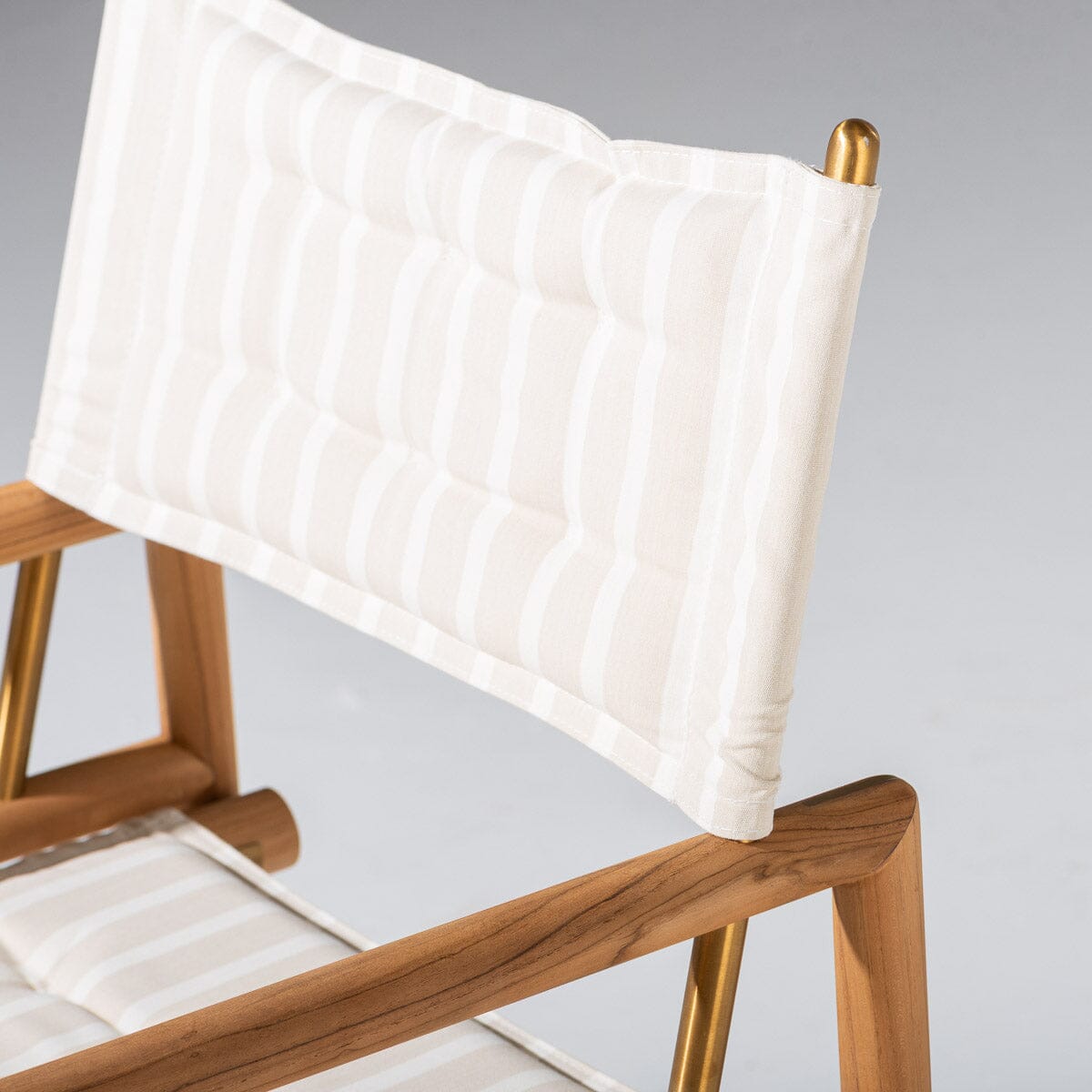 The Wes Directors Chair Monaco Natural Stripe | Teakwood Gold Frame Wes Director Chair Kit Business & Pleasure Co Aus 