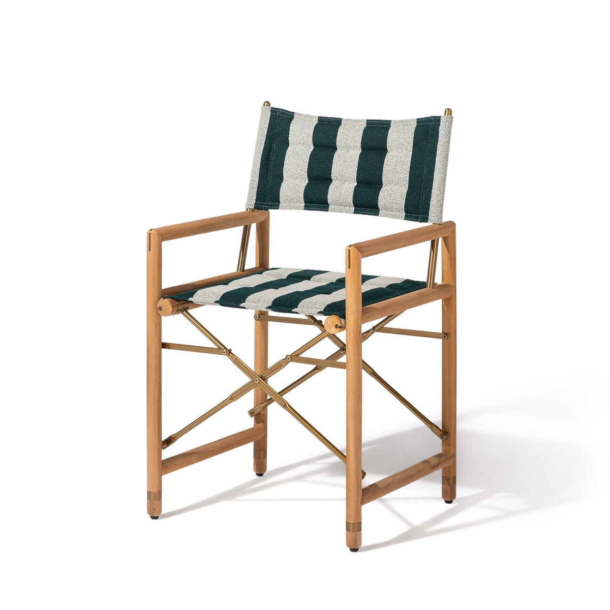 The WES Directors Chair in Terry Green Stripe | Teakwood Gold Frame Wes Director Chair Kit Business & Pleasure Co Aus 