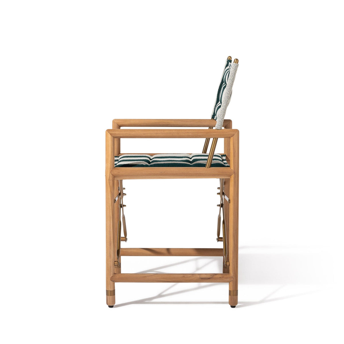 The WES Directors Chair in Terry Green Stripe | Teakwood Gold Frame Wes Director Chair Kit Business & Pleasure Co Aus 