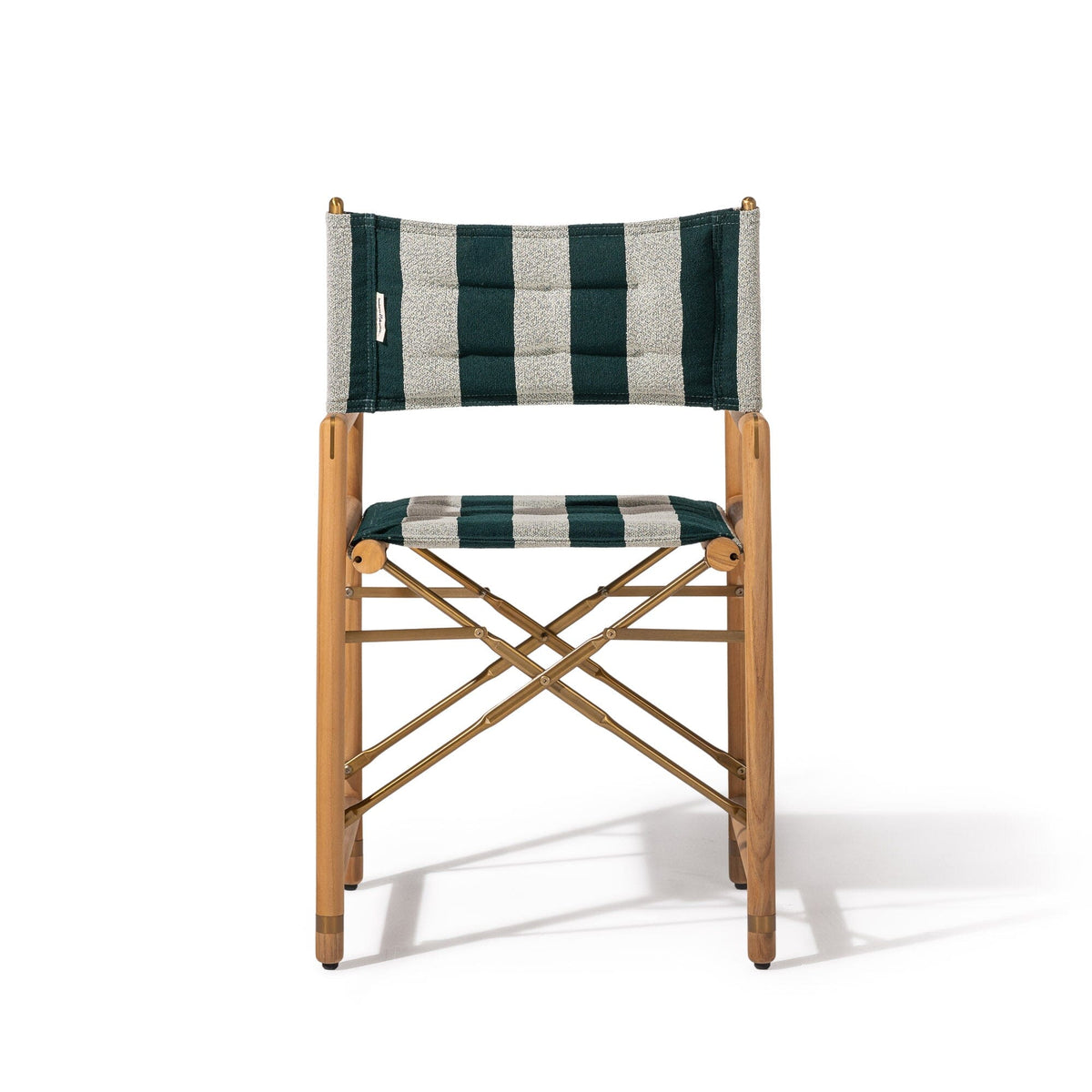 The WES Directors Chair in Terry Green Stripe | Teakwood Gold Frame Wes Director Chair Kit Business & Pleasure Co Aus 
